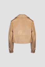 Cropped Blouson Sand Leather Jacket - Tall
