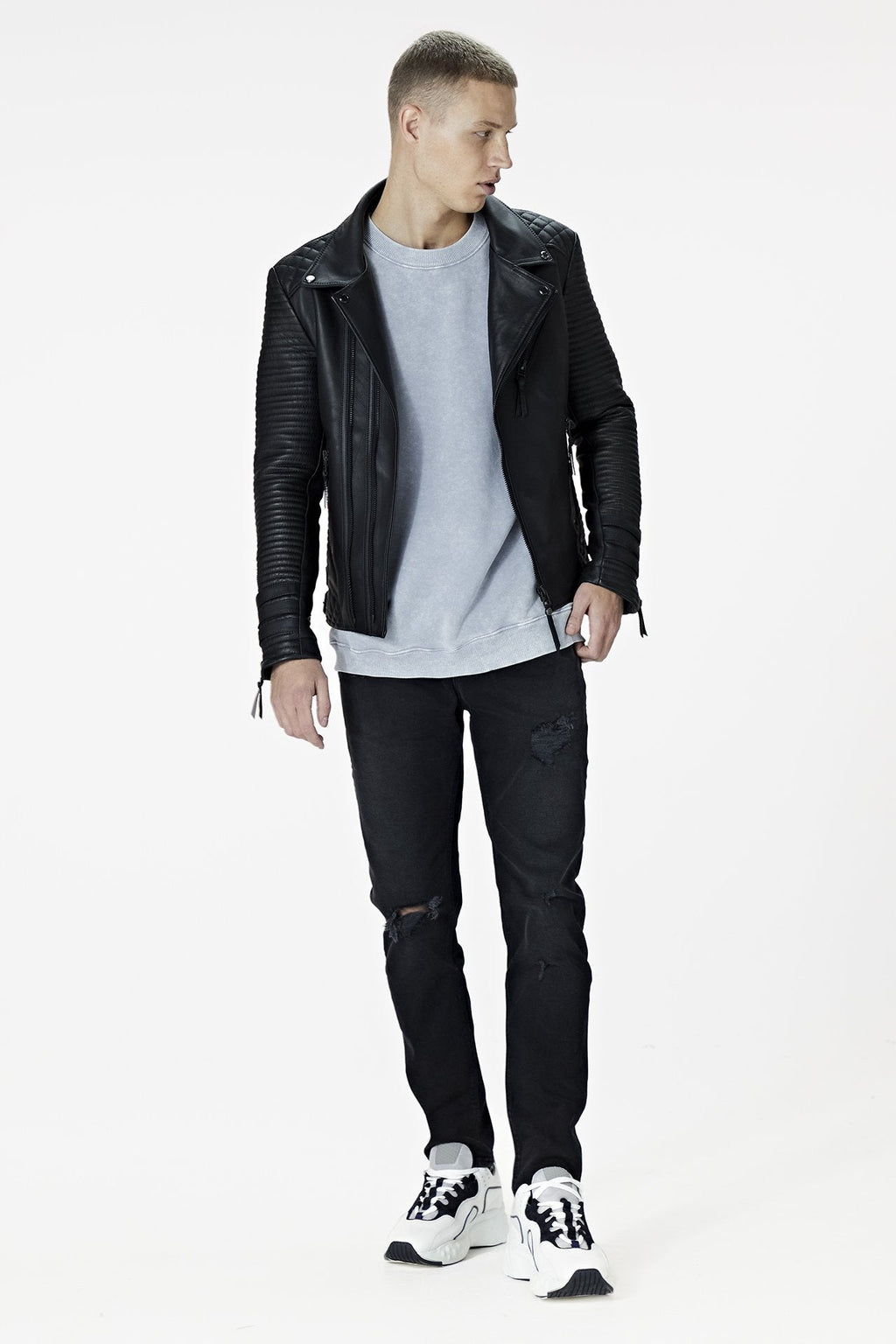 Alexander 2.0 Gun Metal Hardware Leather Jacket Tall