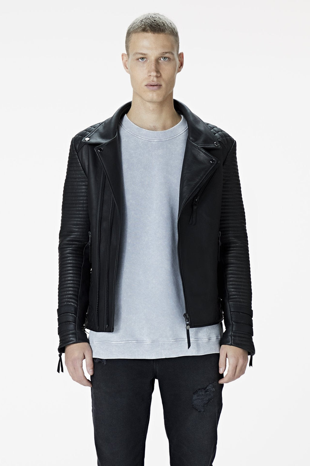 Alexander 2.0 Gun Metal Hardware Leather Jacket Tall