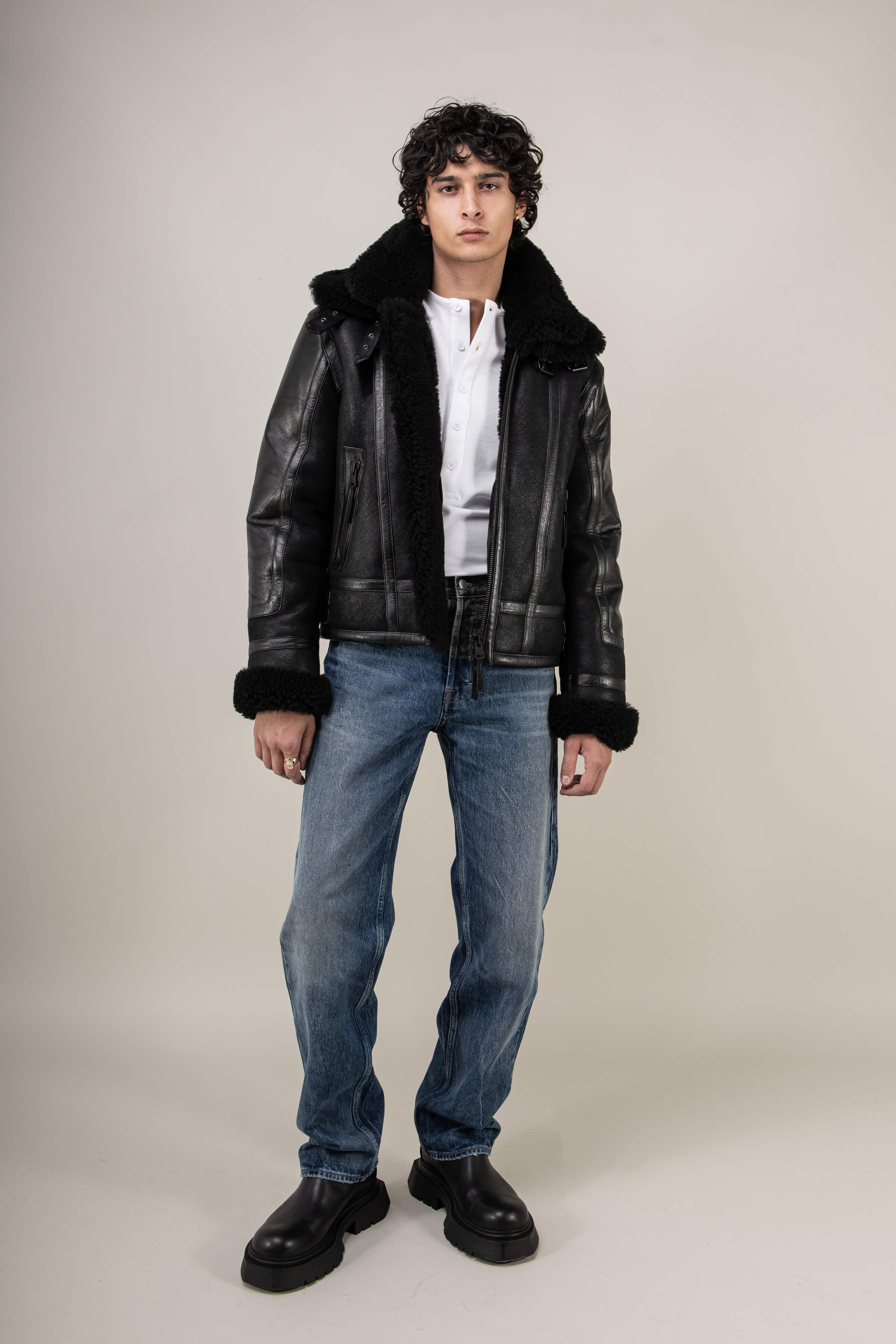 Bronx: Noir Shearling Jacket (Man)