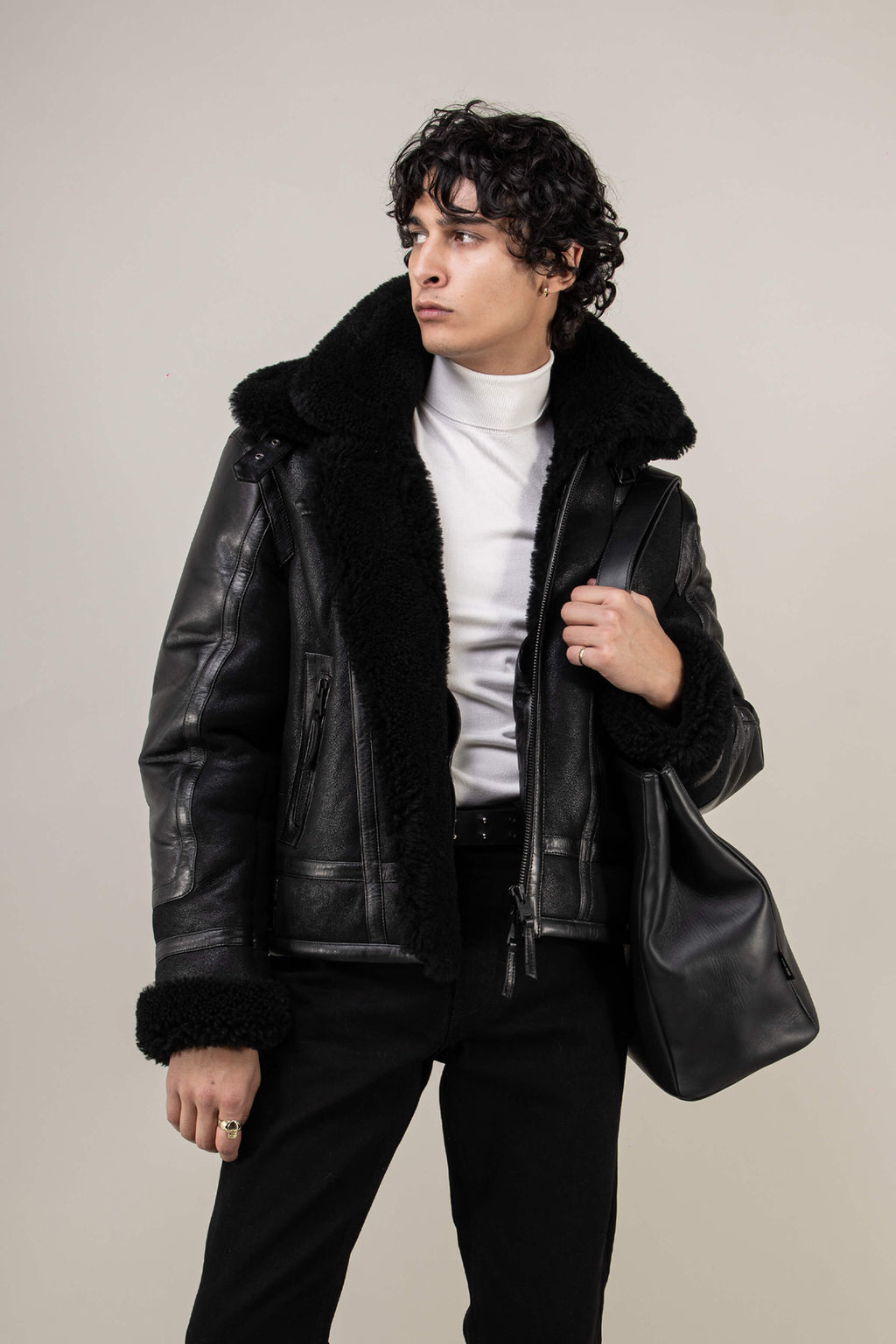 Bronx: Noir Shearling Jacket (Man)