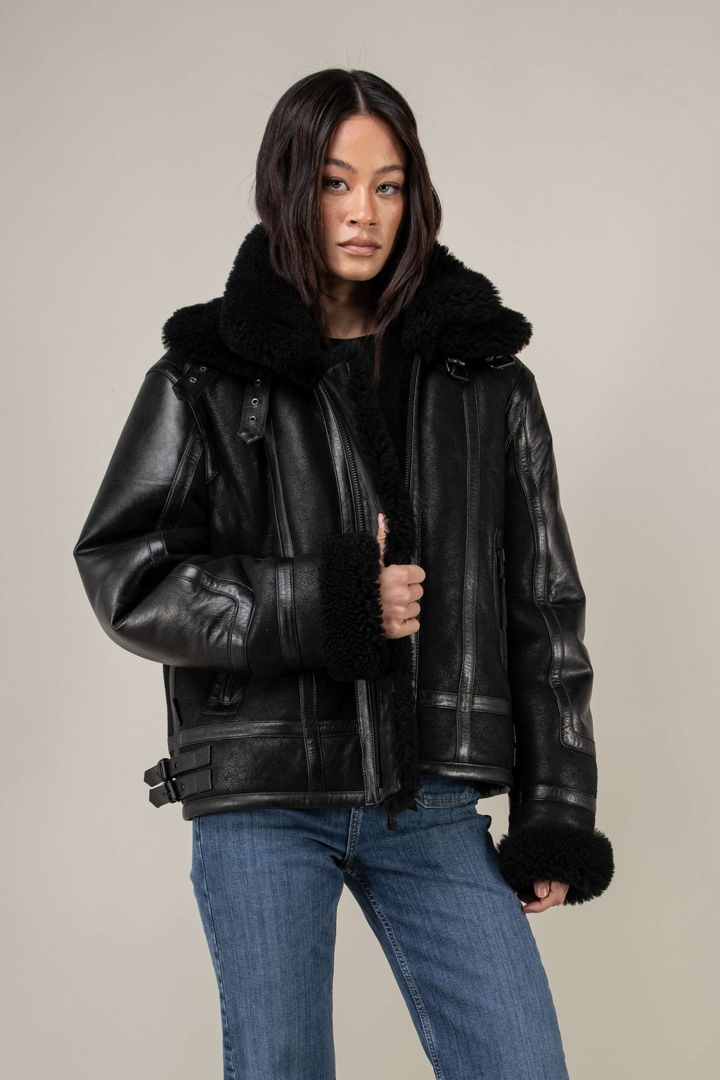 Bronx: Noir Shearling Jacket (Woman)