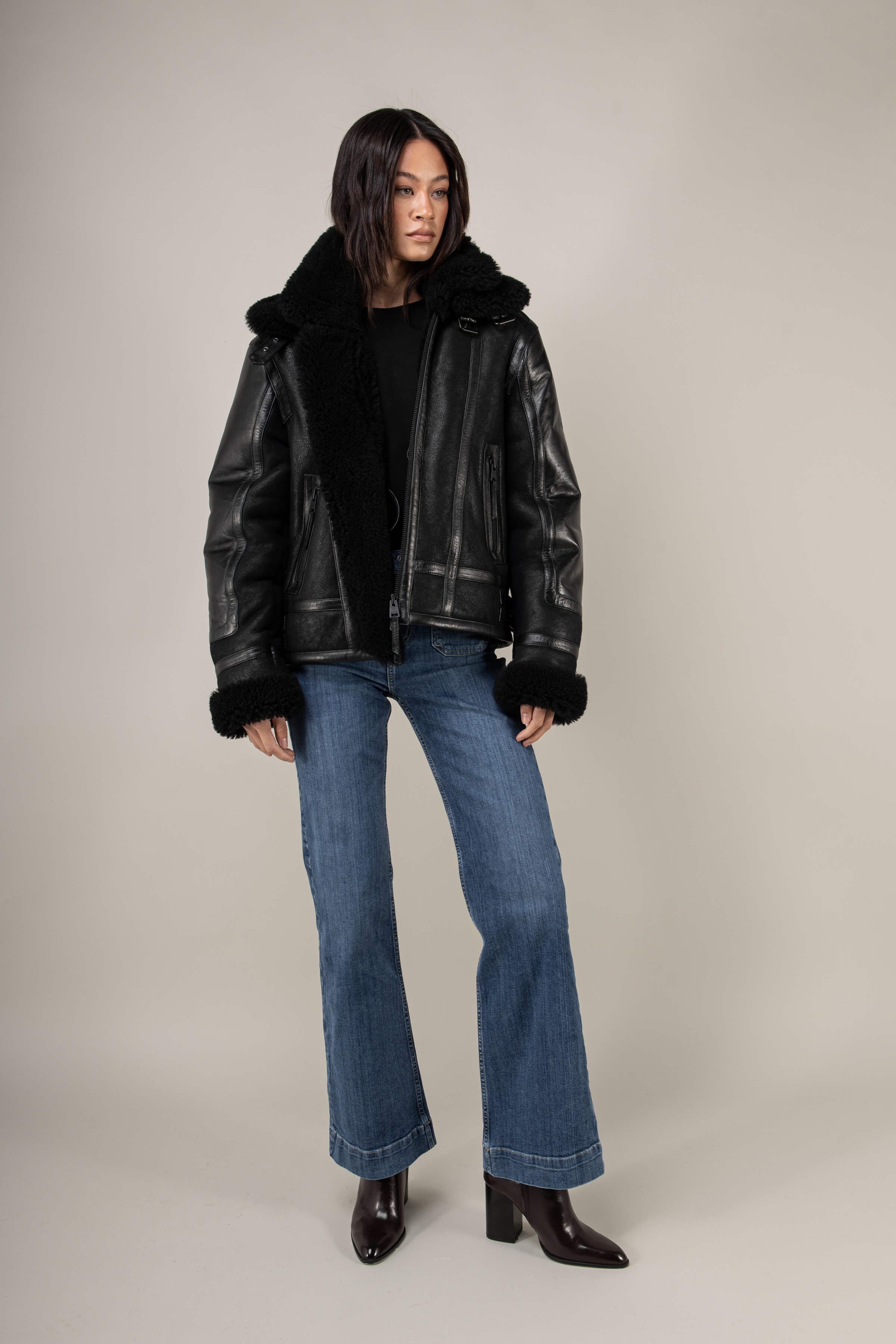 Bronx: Noir Shearling Jacket (Woman)