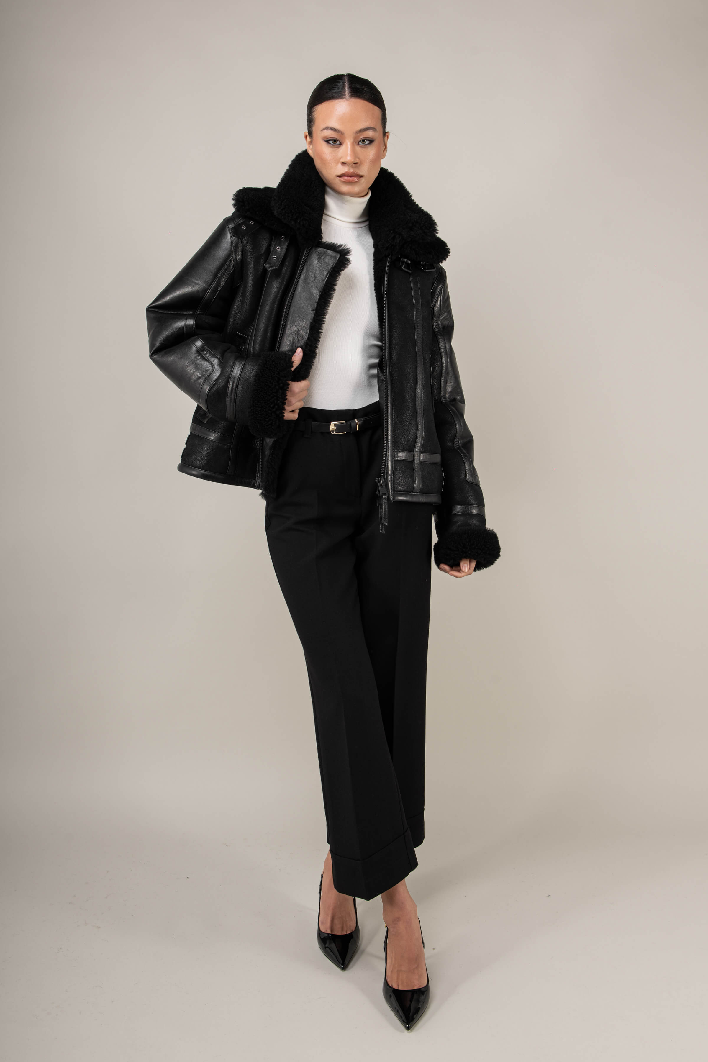 Bronx: Noir Shearling Jacket (Woman)