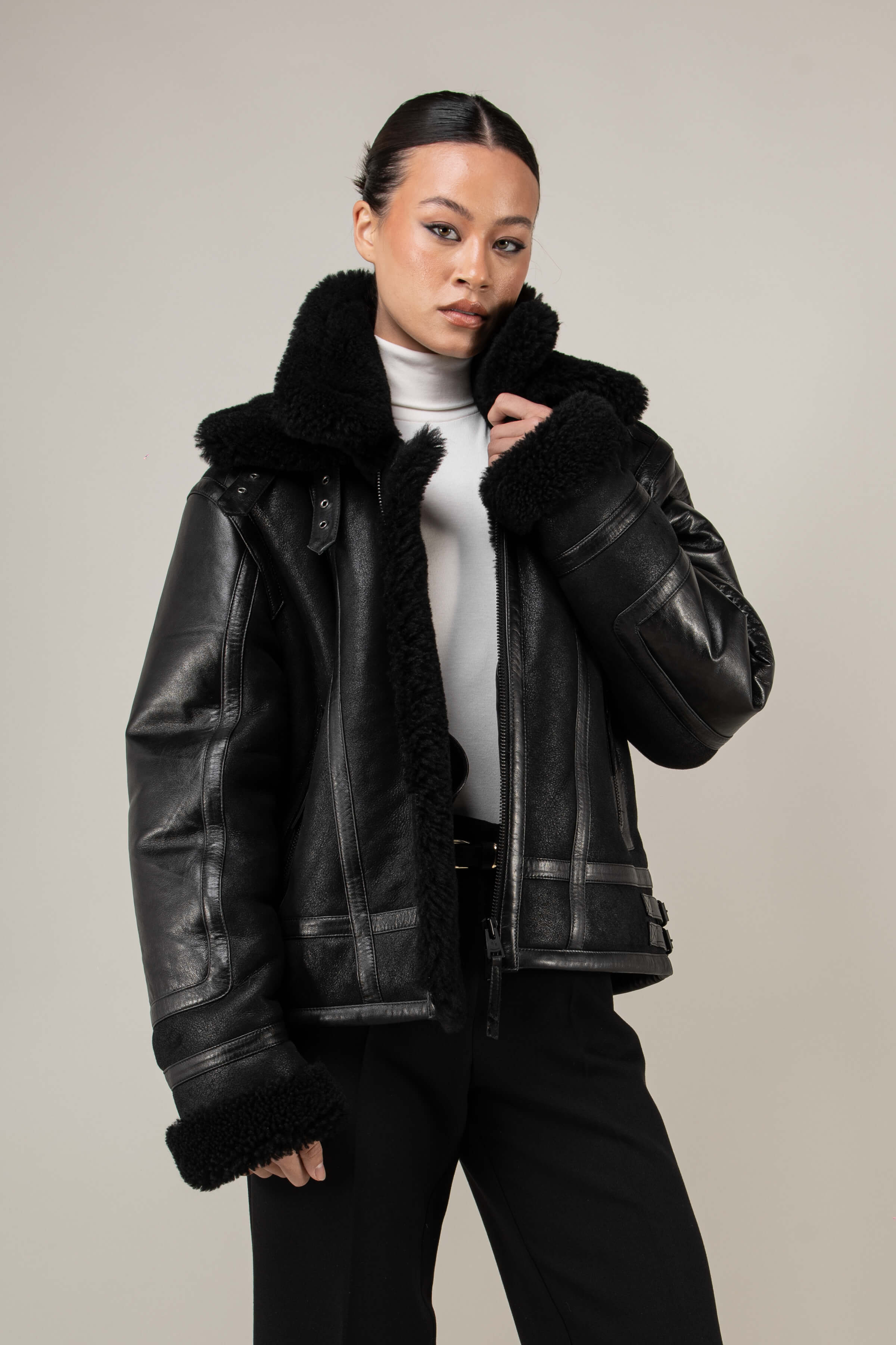 Bronx: Noir Shearling Jacket (Woman)