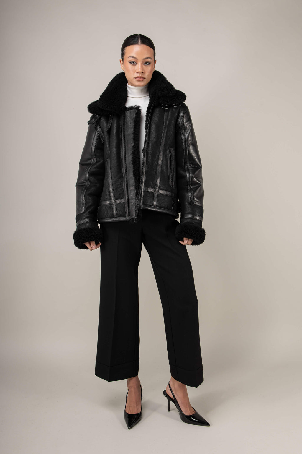 Bronx: Noir Shearling Jacket (Woman)