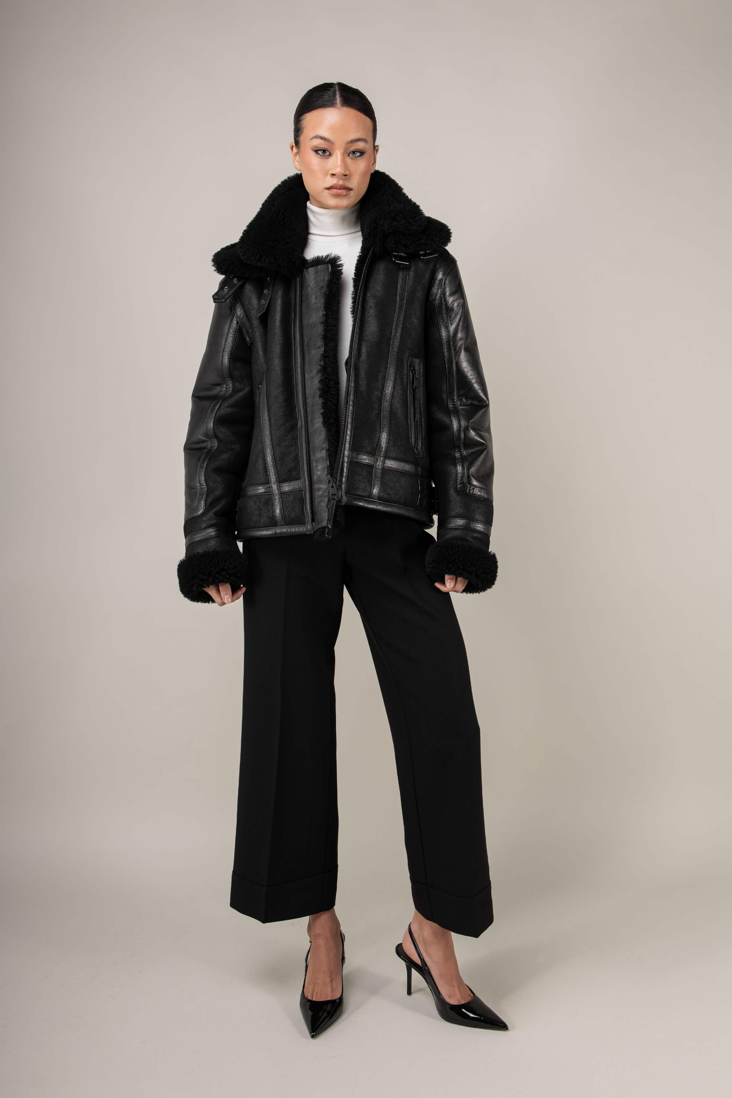 Bronx: Noir Shearling Jacket (Woman)