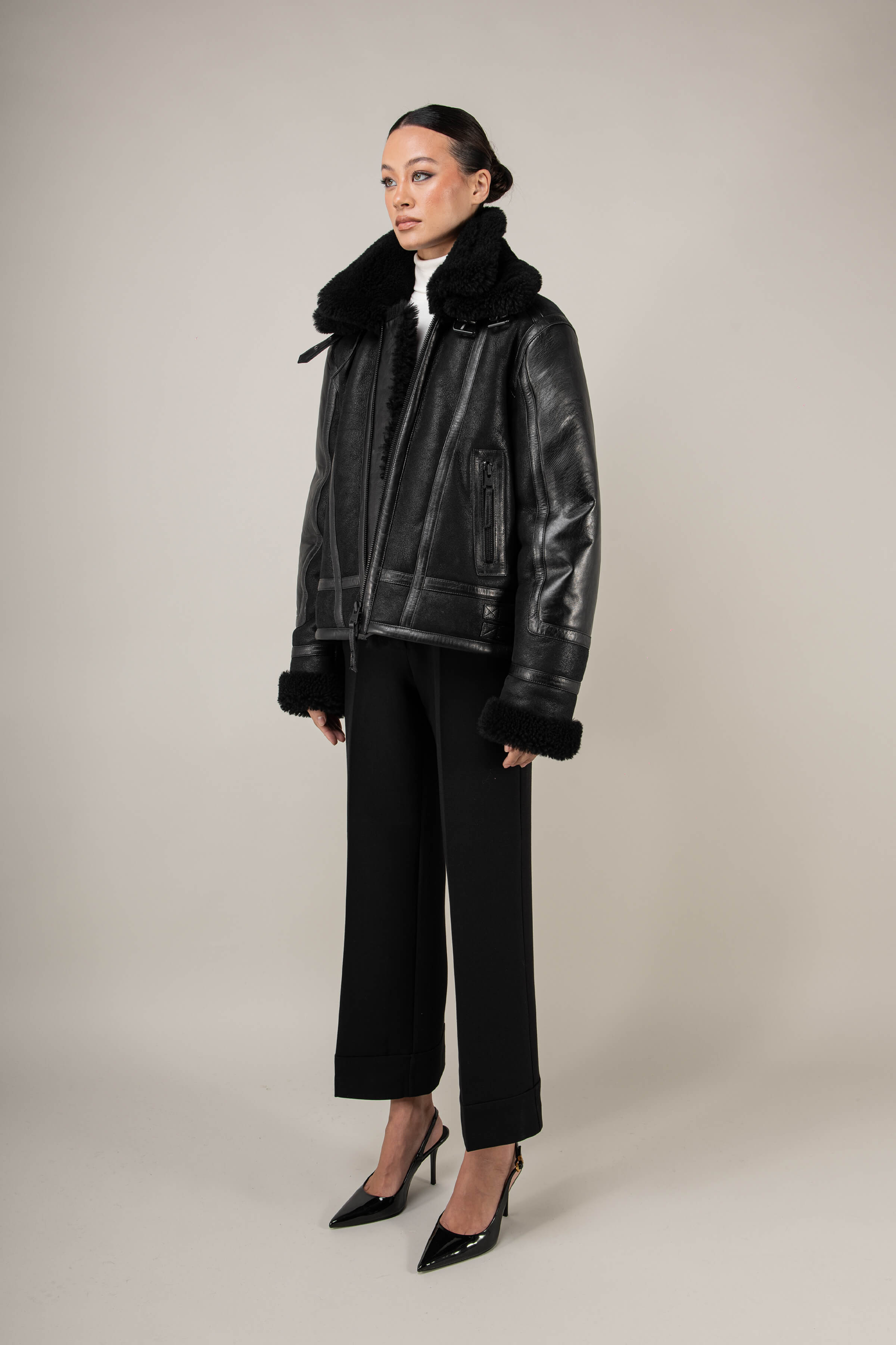 Bronx: Noir Shearling Jacket (Woman)