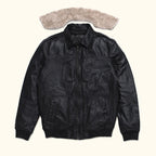Maverick Leather Bomber Jacket | Vintage Black