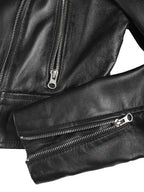 Colleen Women’s Cropped Black Biker Style Leather Jacket