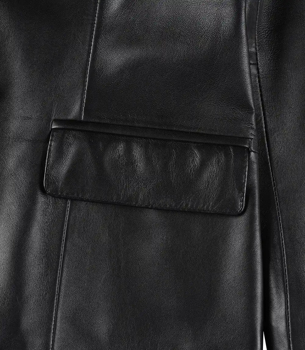 Vicenza Women's Black Two-Button Leather Blazer