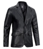 Mens Real Lambskin Black Leather Blazer