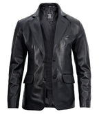 Mens Real Lambskin Black Leather Blazer