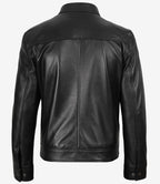 Owen Men's Black Cafe Racer Style Real Leather Jacket