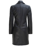 Women Petite Black Real Leather Car Coat