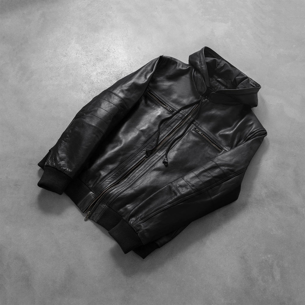 [FS] Bouncer Biz Black Leather Bomber Jacket