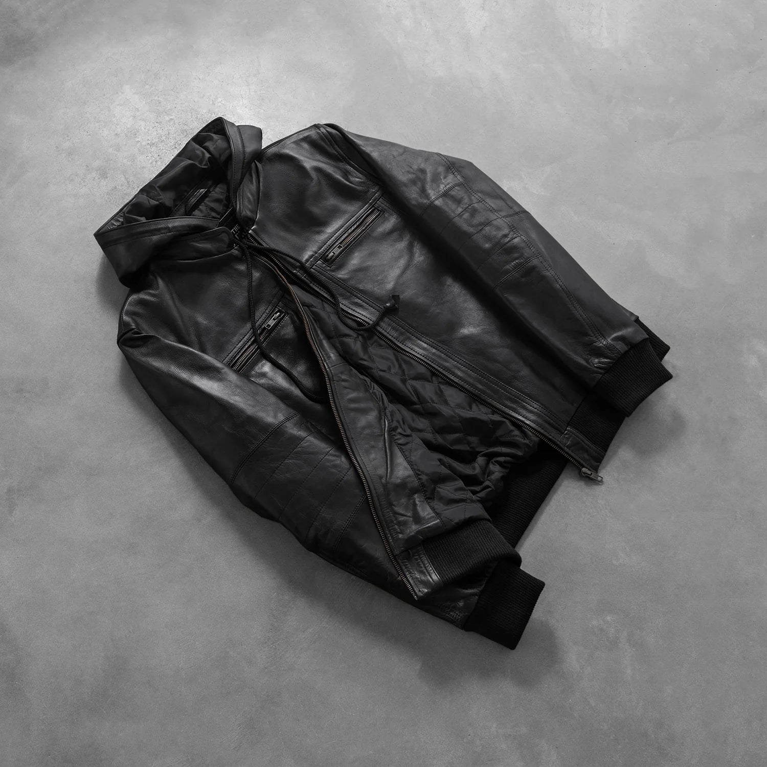 [FS] Bouncer Biz Black Leather Bomber Jacket