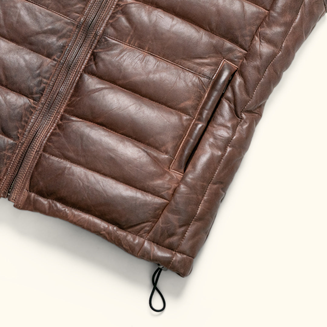 Bridger Leather Down Vest | Dark Brown