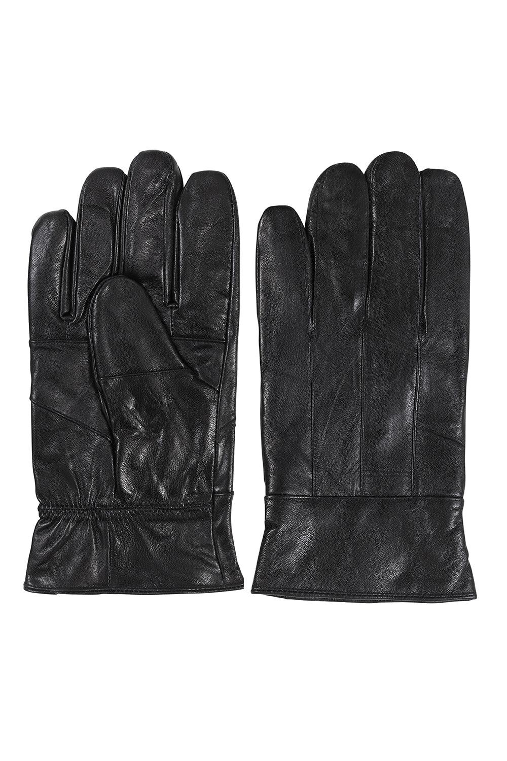 Men's Soft Nappa Leather Gloves Black - Warm Lined Size S-M