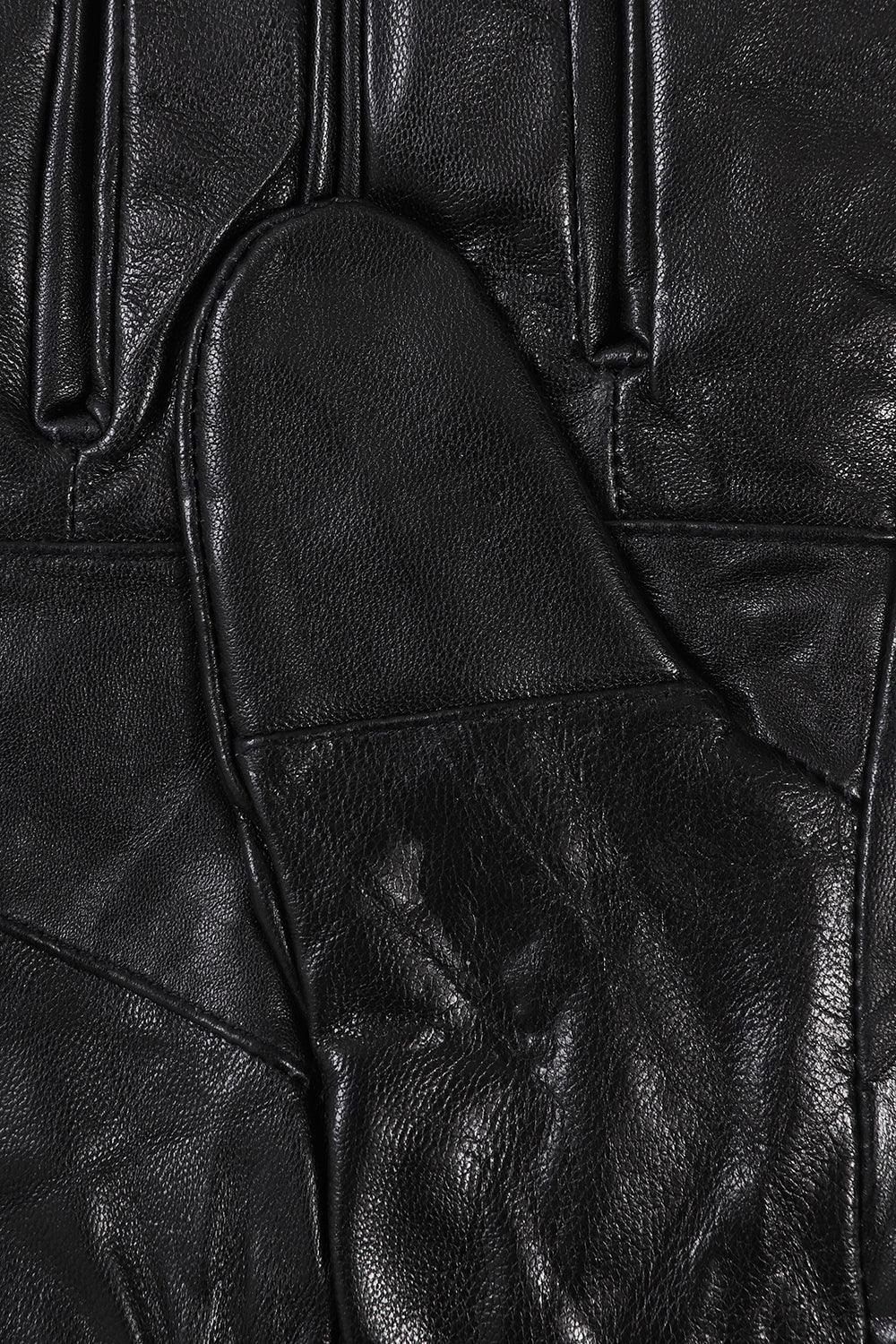 Men's Soft Nappa Leather Gloves Black - Warm Lined Size S-M