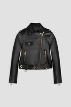 WOMENS BIKER LEATHER JACKET TALL