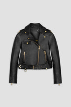 WOMENS BIKER LEATHER JACKET TALL