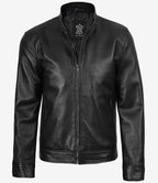 Owen Men's Black Cafe Racer Style Real Leather Jacket