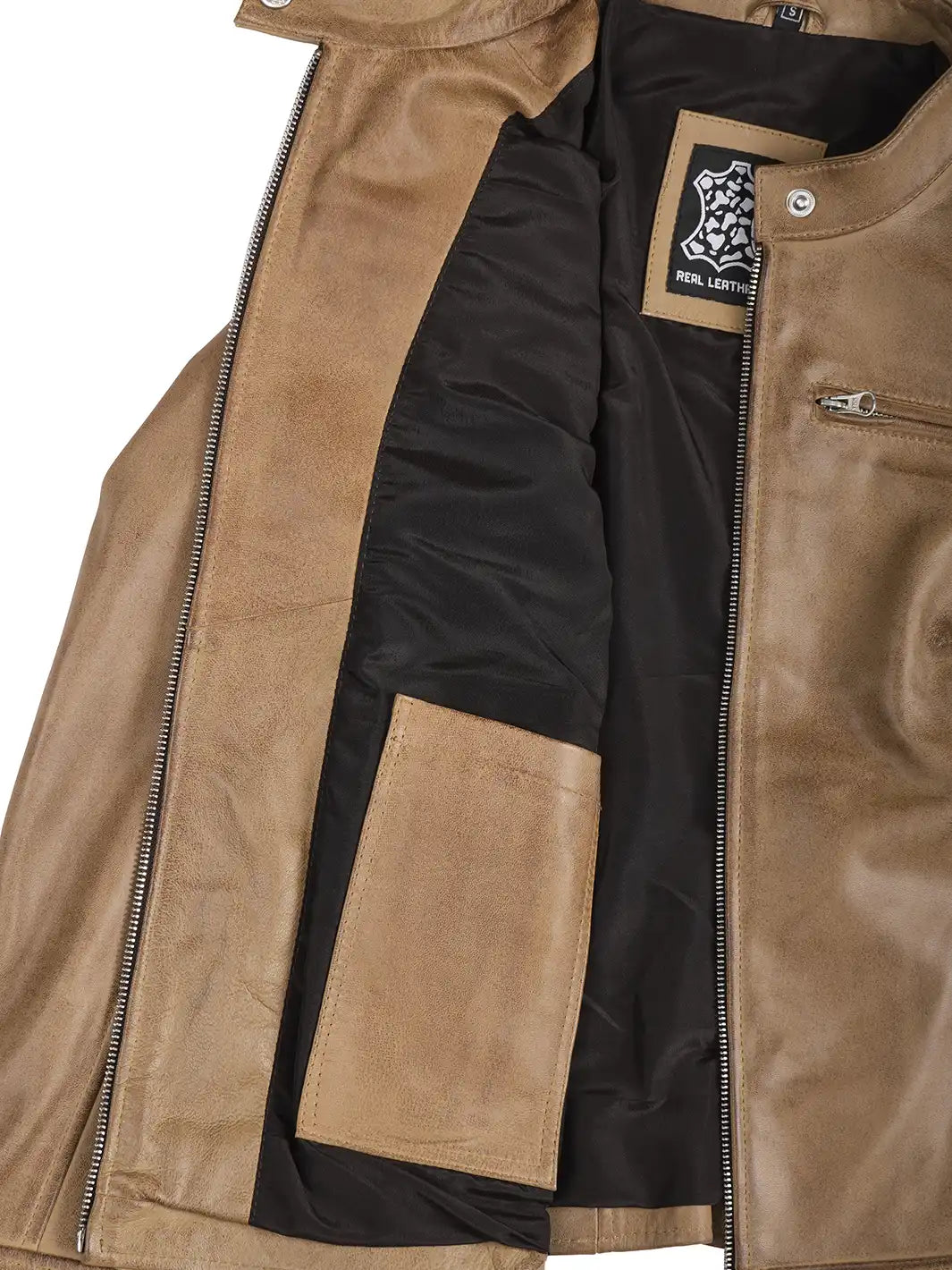 Women's Dodge Camel Brown Cafe Racer Leather Jacket