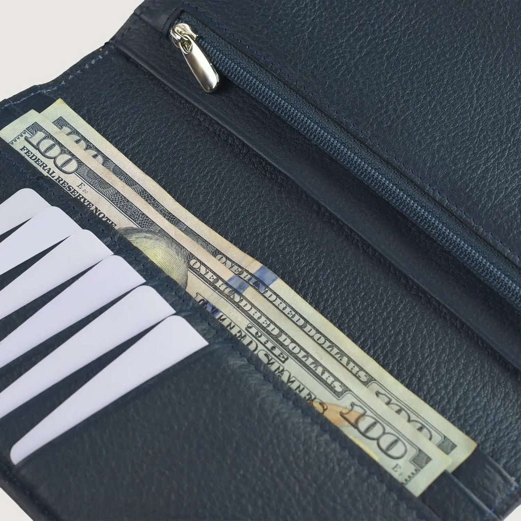 Cameron Grey Leather Long Wallet