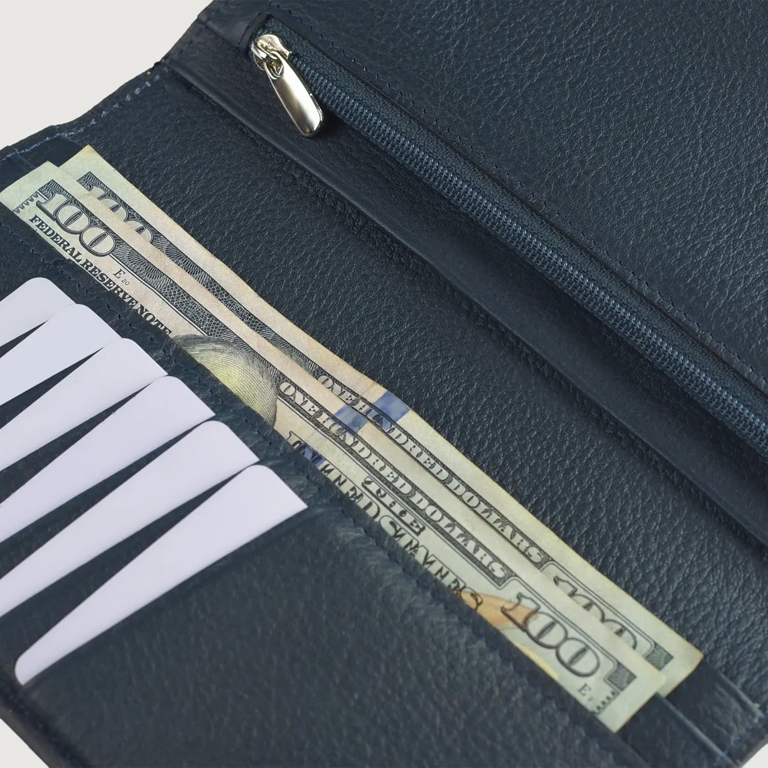 Cameron Grey Leather Long Wallet