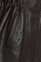 BARBARA Women's Brown Genuine Leather Coat - Detachable Fur Hood