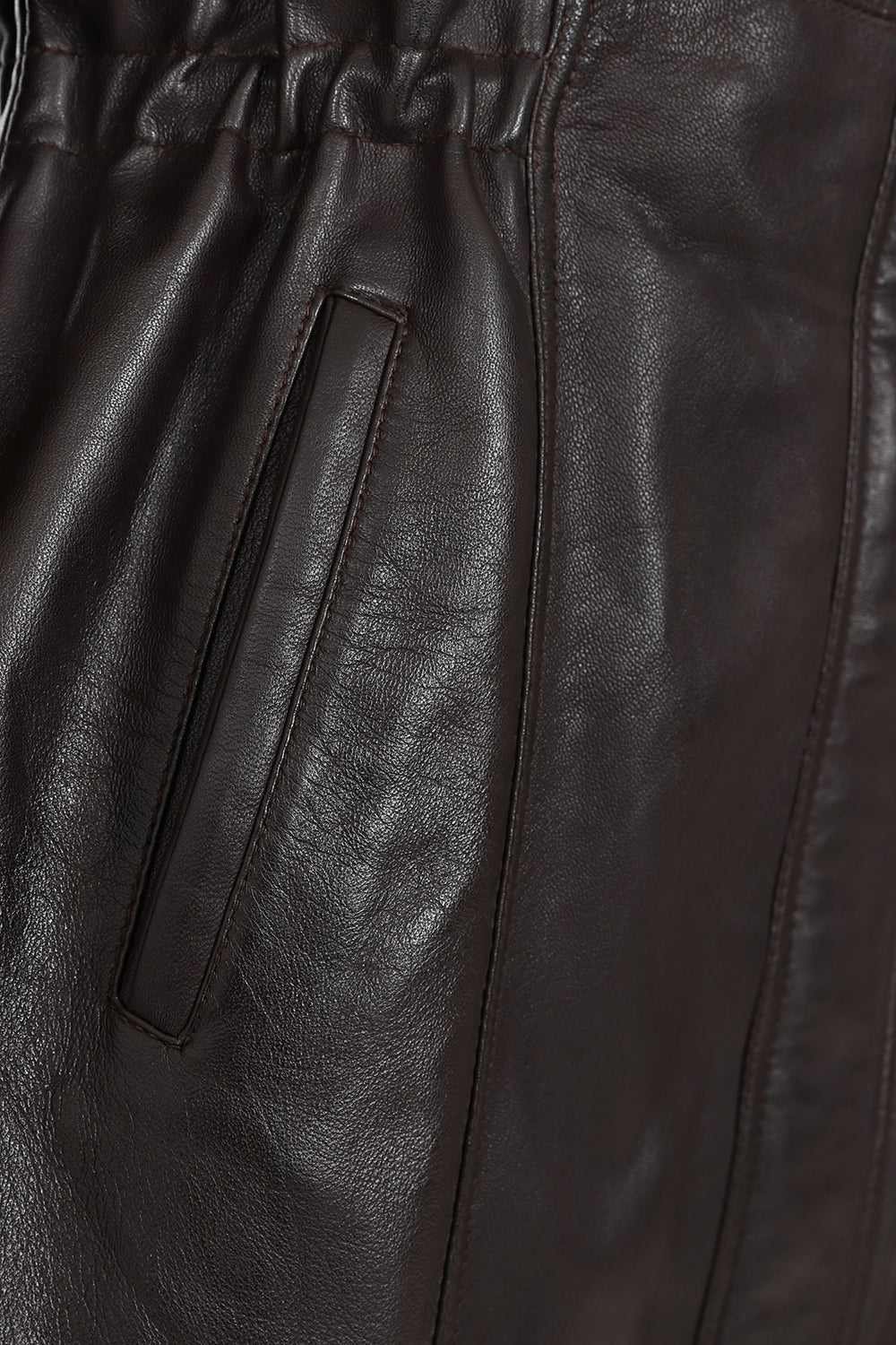 BARBARA Women's Brown Genuine Leather Coat - Detachable Fur Hood