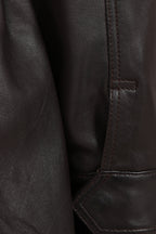 BARBARA Women's Brown Genuine Leather Coat - Detachable Fur Hood