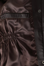 BARBARA Women's Brown Genuine Leather Coat - Detachable Fur Hood
