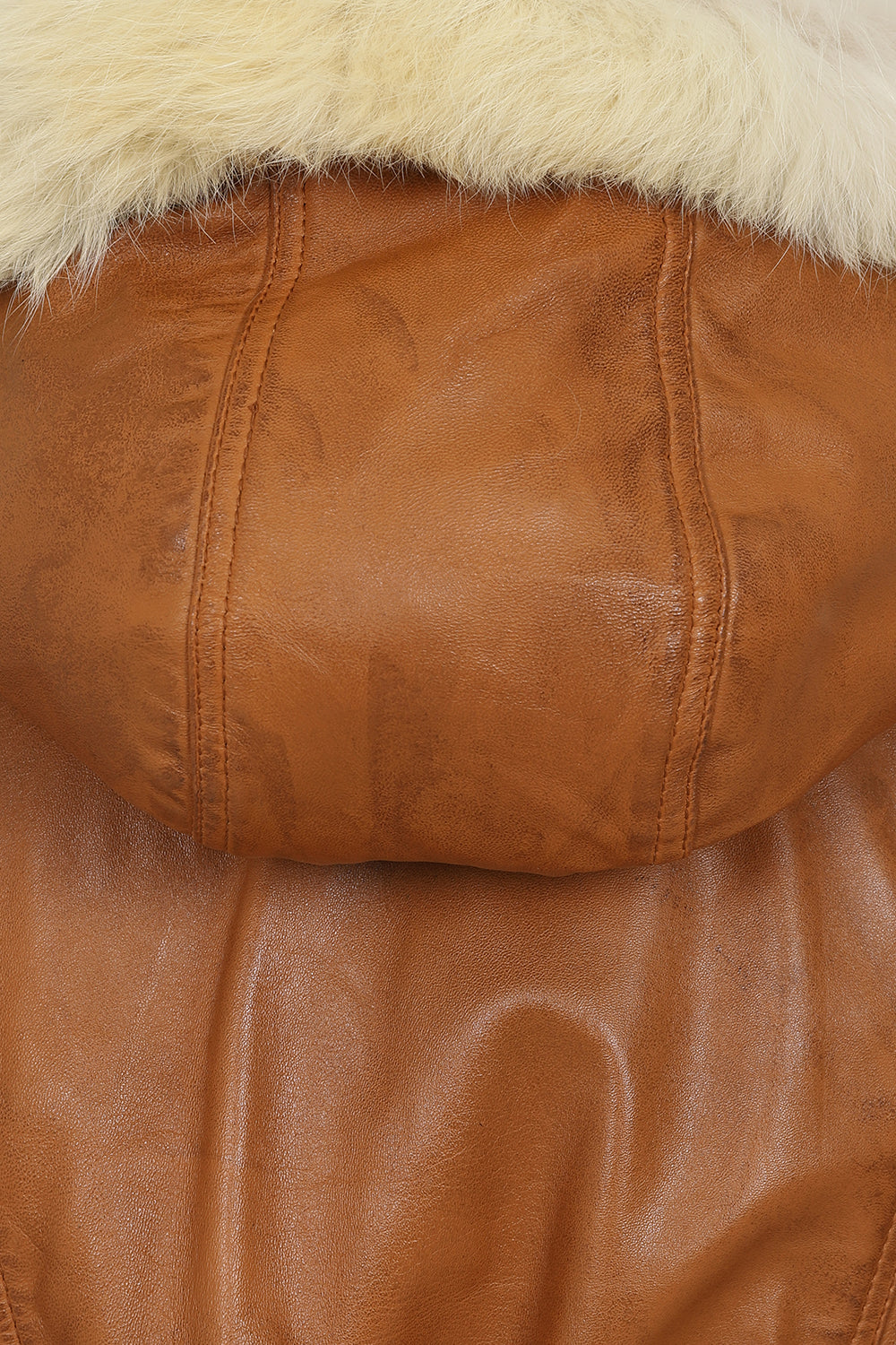 BARBARA Lamb Nappa Leather Coat - Detachable Fur Hood - Tan