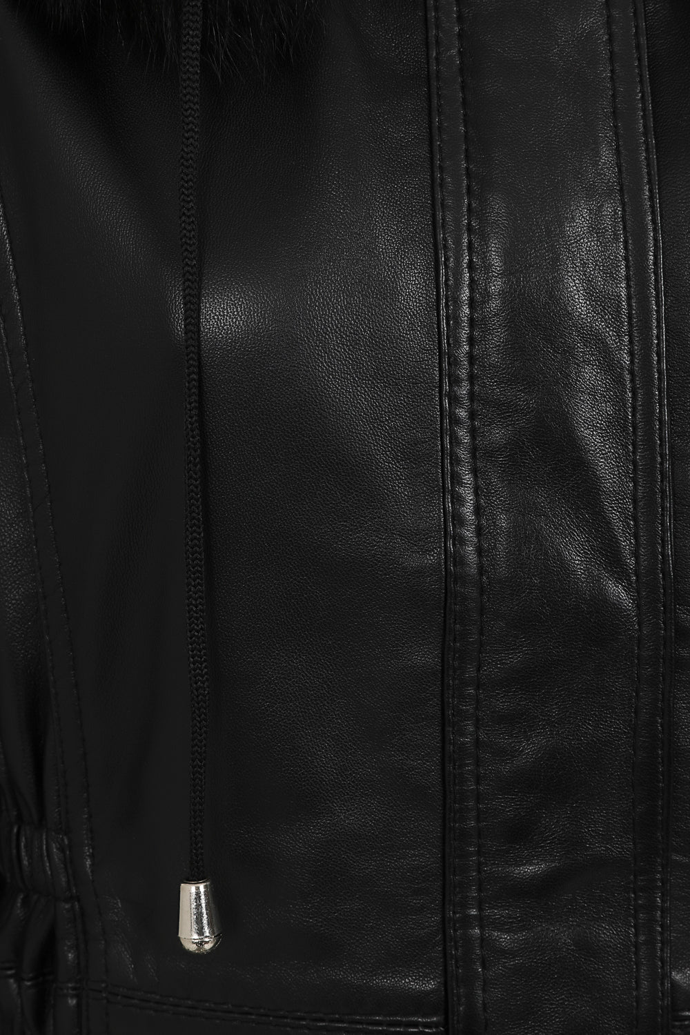 BARBARA Women's Genuine Lamb Nappa Leather Coat with Detachable Fur Hood