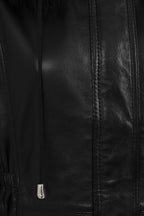BARBARA Women's Genuine Lamb Nappa Leather Coat with Detachable Fur Hood