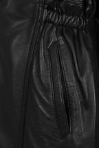 BARBARA Women's Genuine Lamb Nappa Leather Coat with Detachable Fur Hood