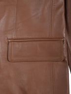 Men's Two Button Cognac Brown Leather Blazer