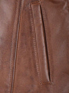 Kandis Women's Cognac Brown Leather Car Coat