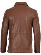 Men's Cognac Brown Real Leather Blazer