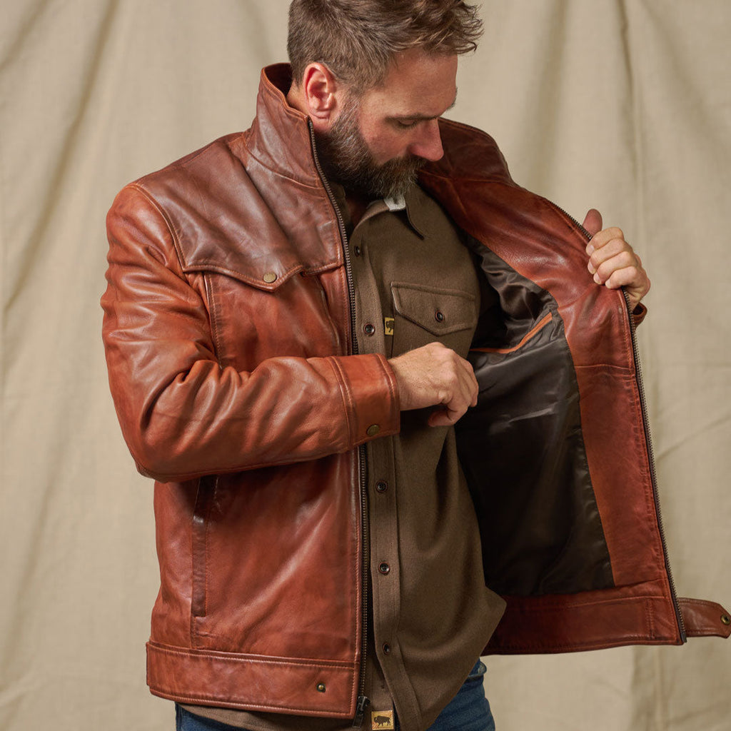 Elkhorn Leather Jacket | Distressed Brown & Chestnut