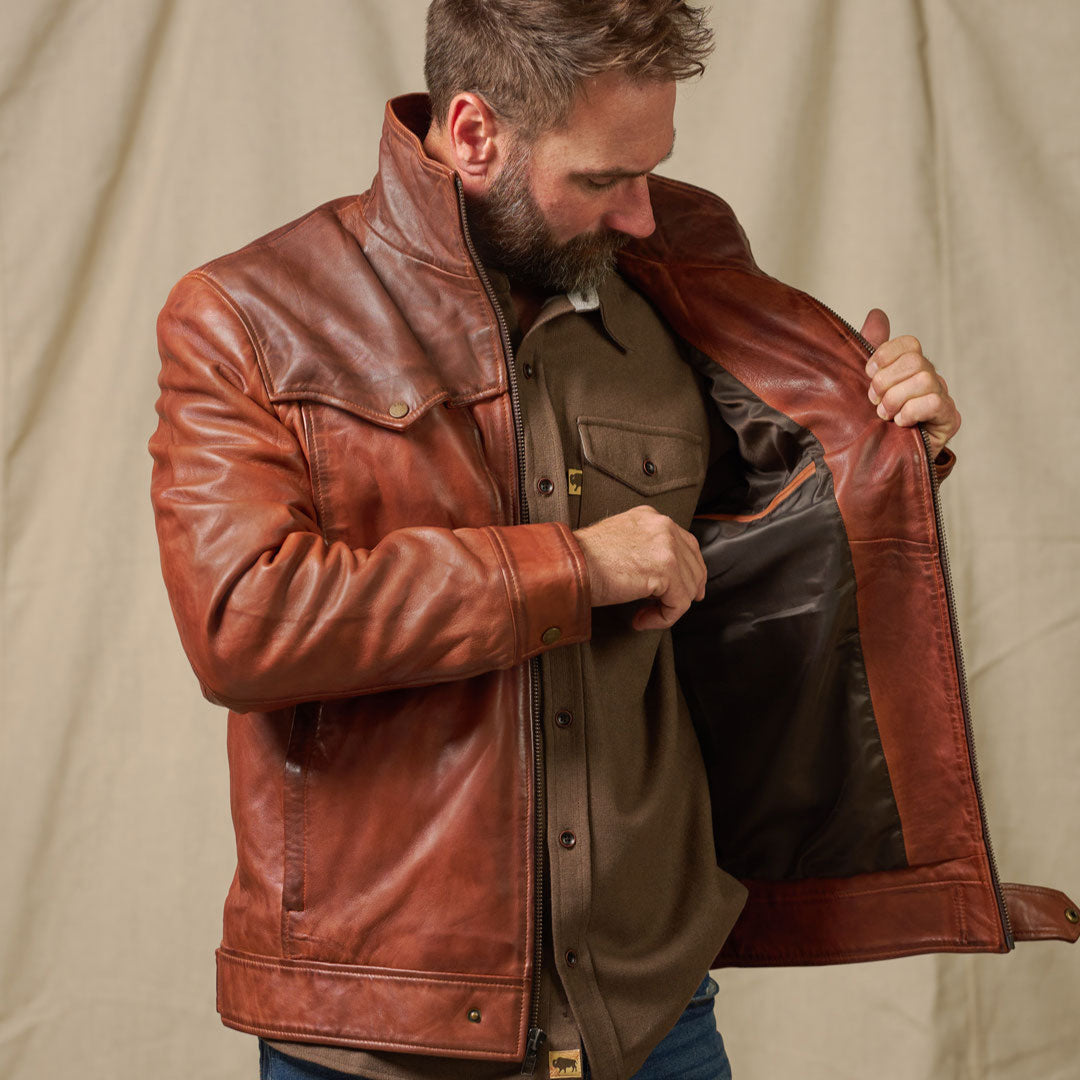 Elkhorn Leather Jacket | Distressed Brown & Chestnut
