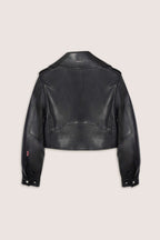 Cropped Blouson Black Leather Jacket