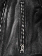 Colleen Women’s Cropped Black Biker Style Leather Jacket