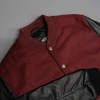 Leather Varsity Bomber Jacket - Maroon
