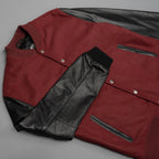 Leather Varsity Bomber Jacket - Maroon