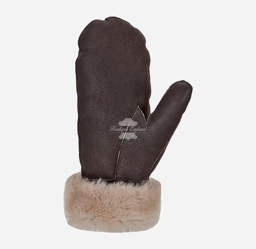 B3 Sheepskin Mitten Gloves Thick Real Shearling Leather Winter Gloves