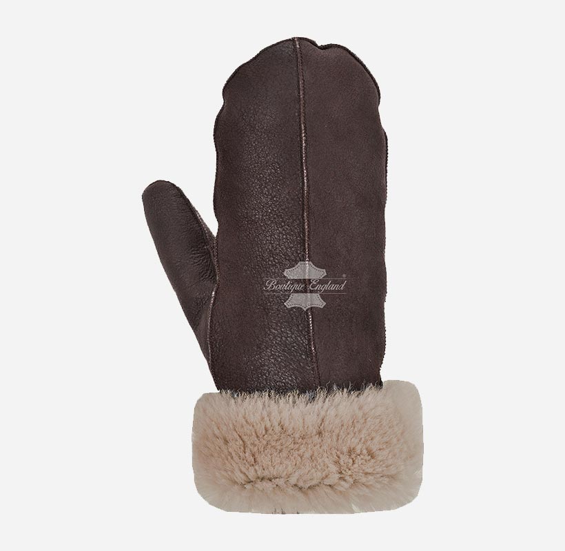 B3 Sheepskin Mitten Gloves Thick Real Shearling Leather Winter Gloves