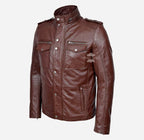 VORTEX Men's Leather Jacket Safari Style Leather Jacket